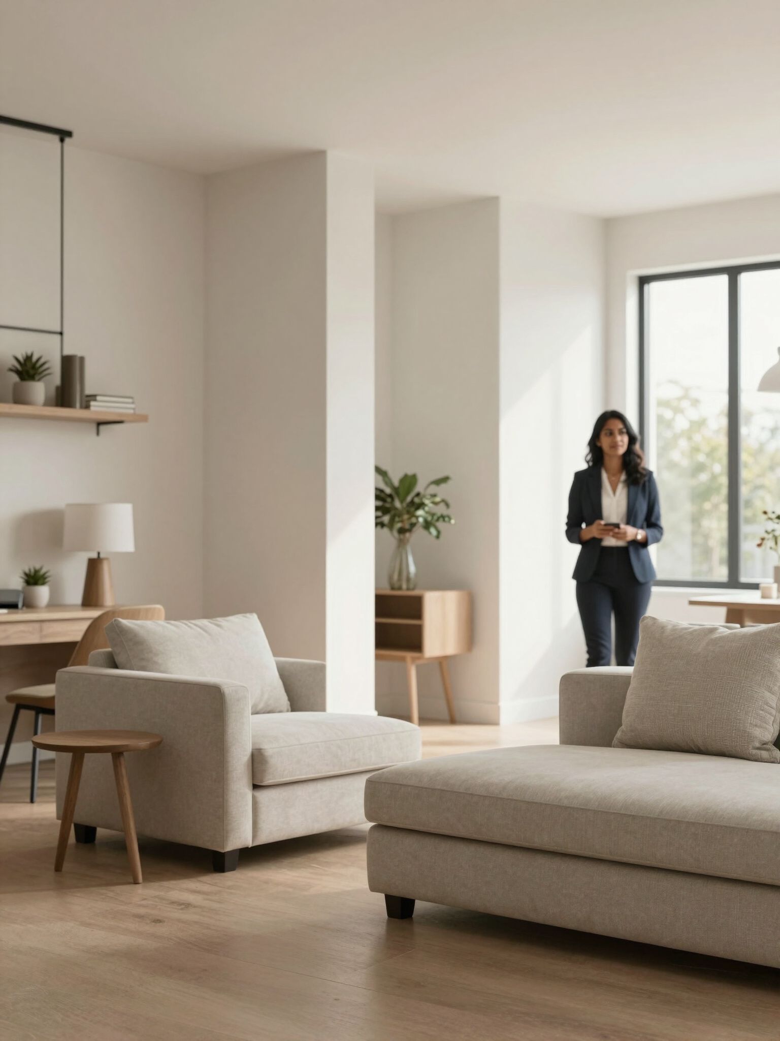 Professional woman in modern interior space